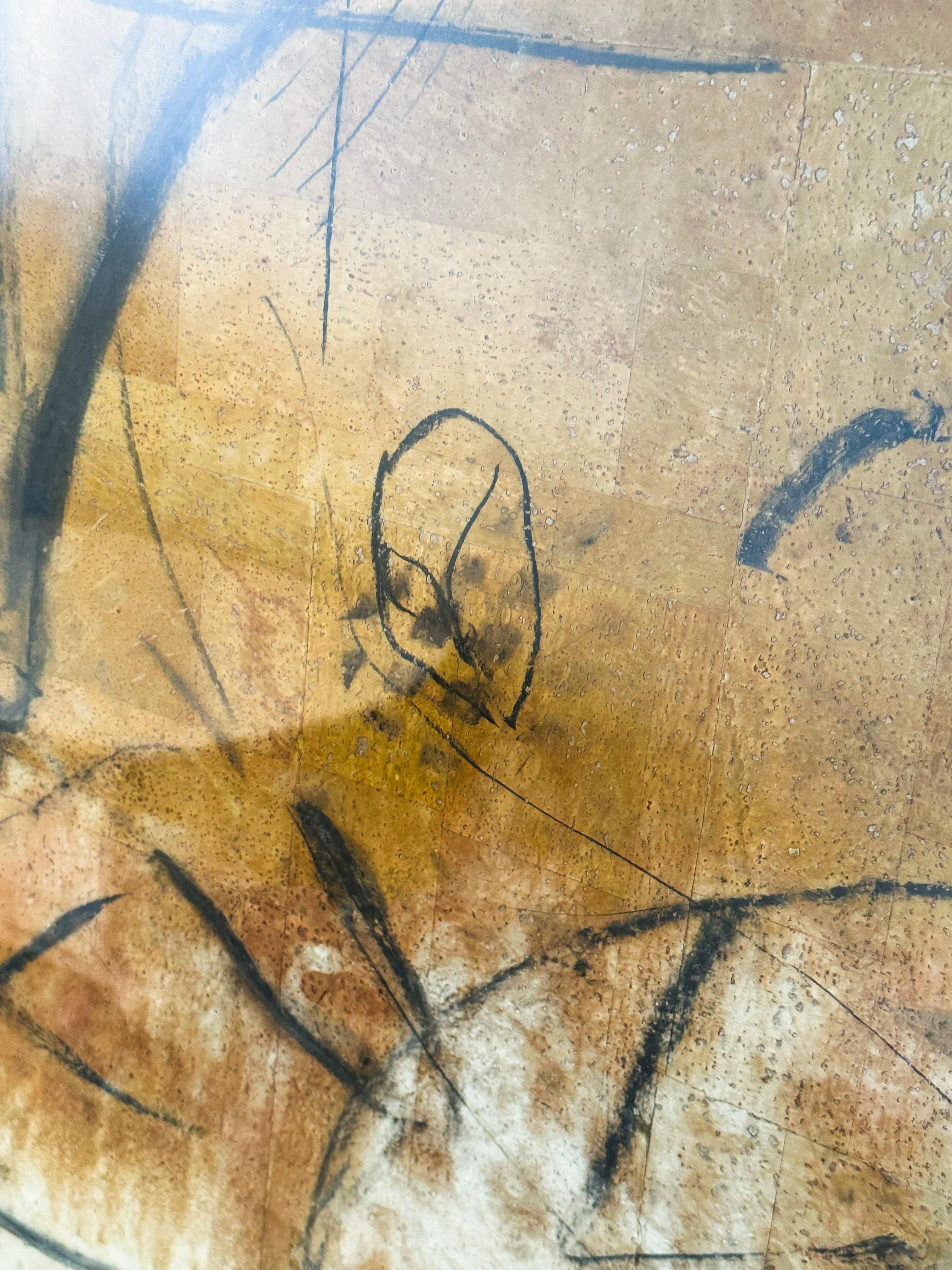 Peinture Jamali authentique au pigment sur liège  Excellent état - En vente à Palm Desert, CA