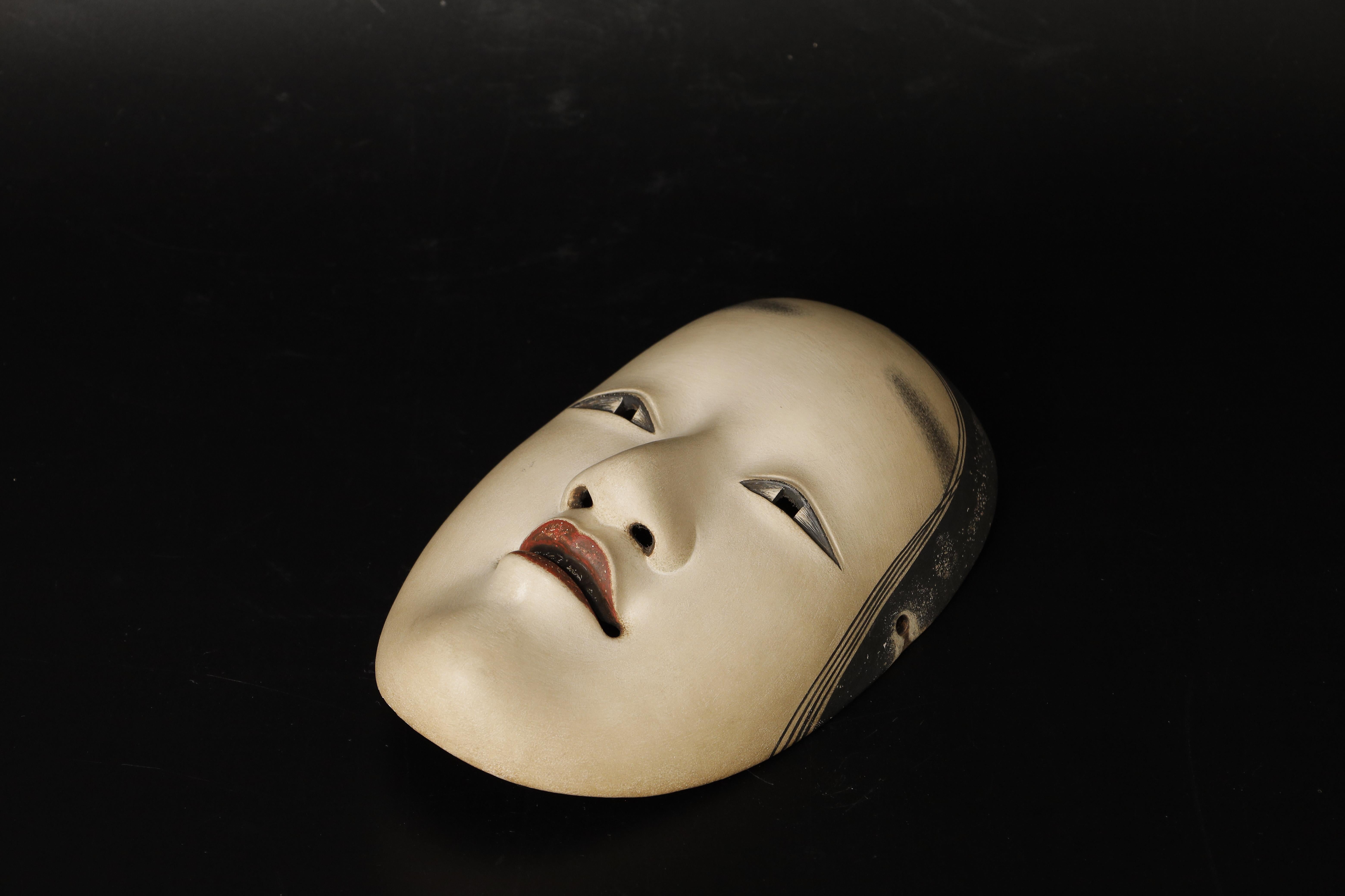 Authentic Japanese Koomote Mask of a Young Woman, Signed and Exquisitely Crafte 4