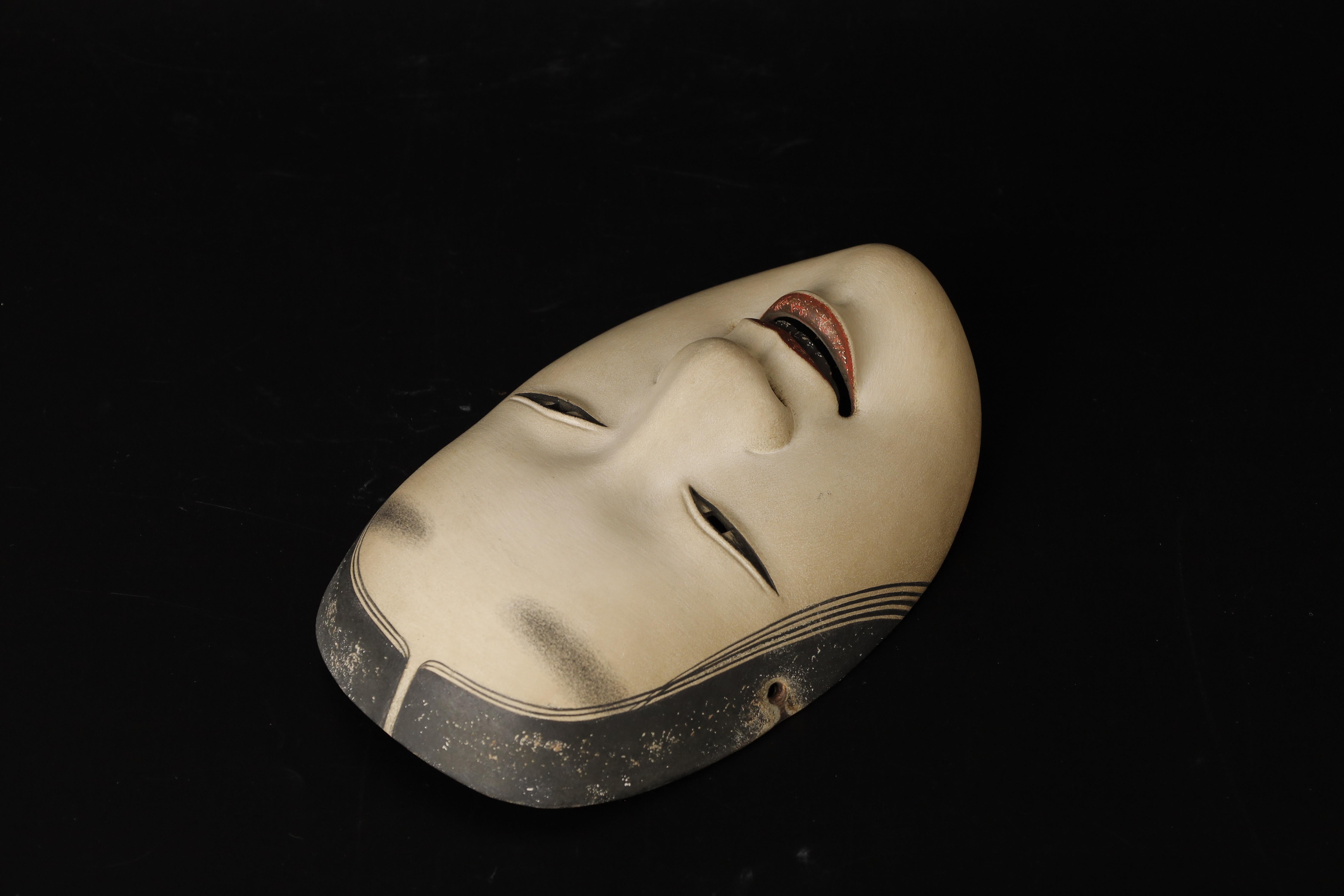 Authentic Japanese Koomote Mask of a Young Woman, Signed and Exquisitely Crafte 5