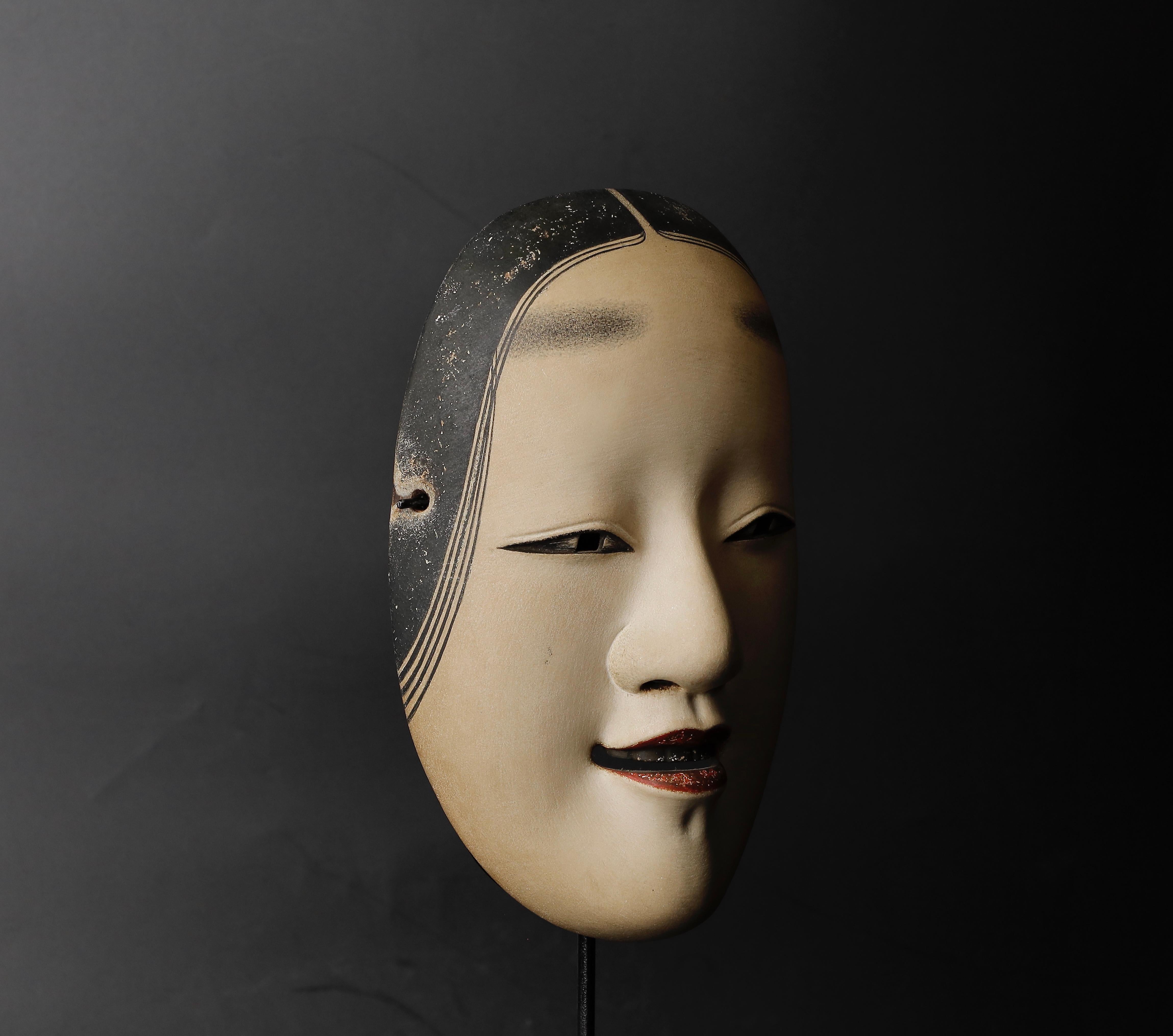 20th Century Authentic Japanese Koomote Mask of a Young Woman, Signed and Exquisitely Crafte