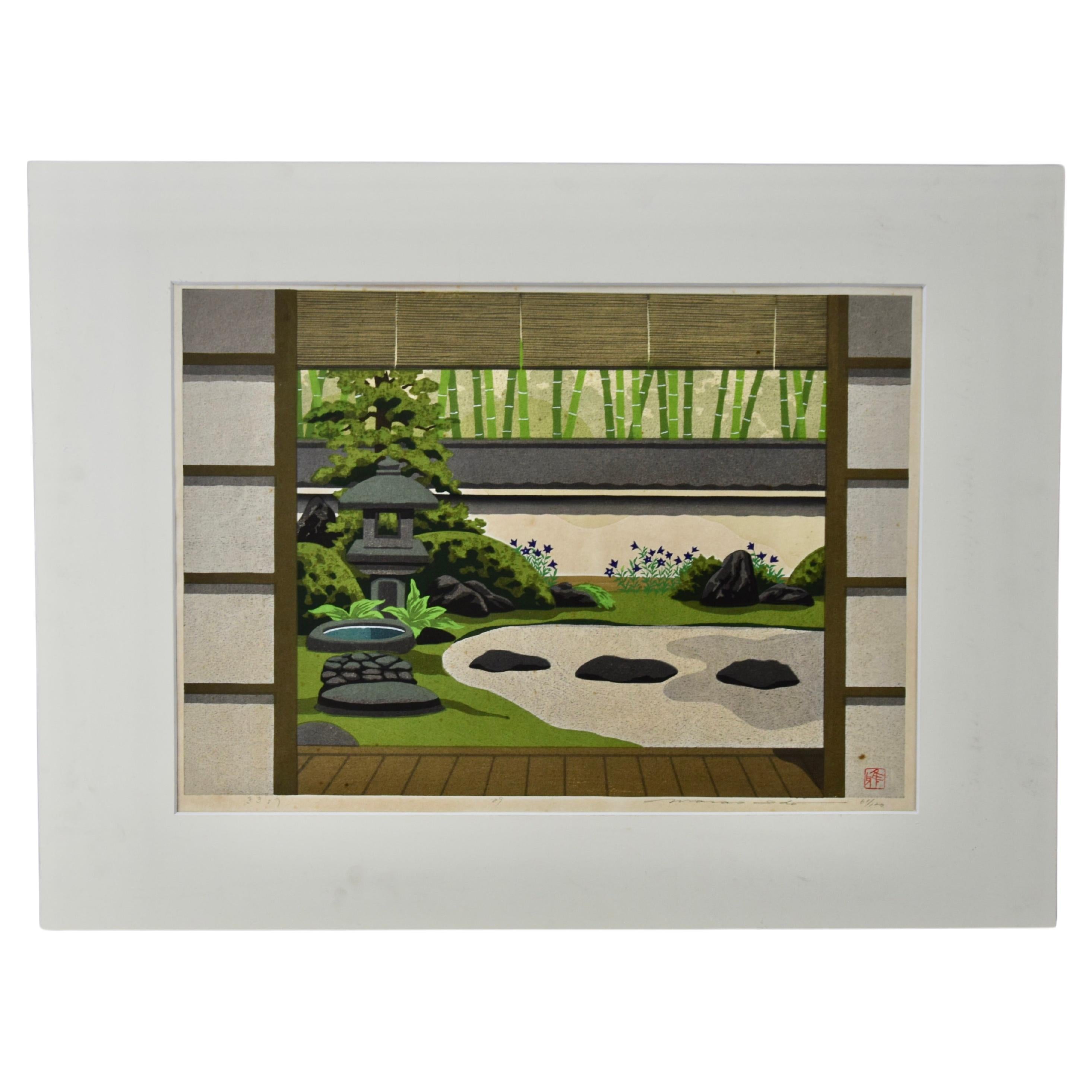 Authentic Japanese Wood Block Print Kikyo by Masao Ido 1989
