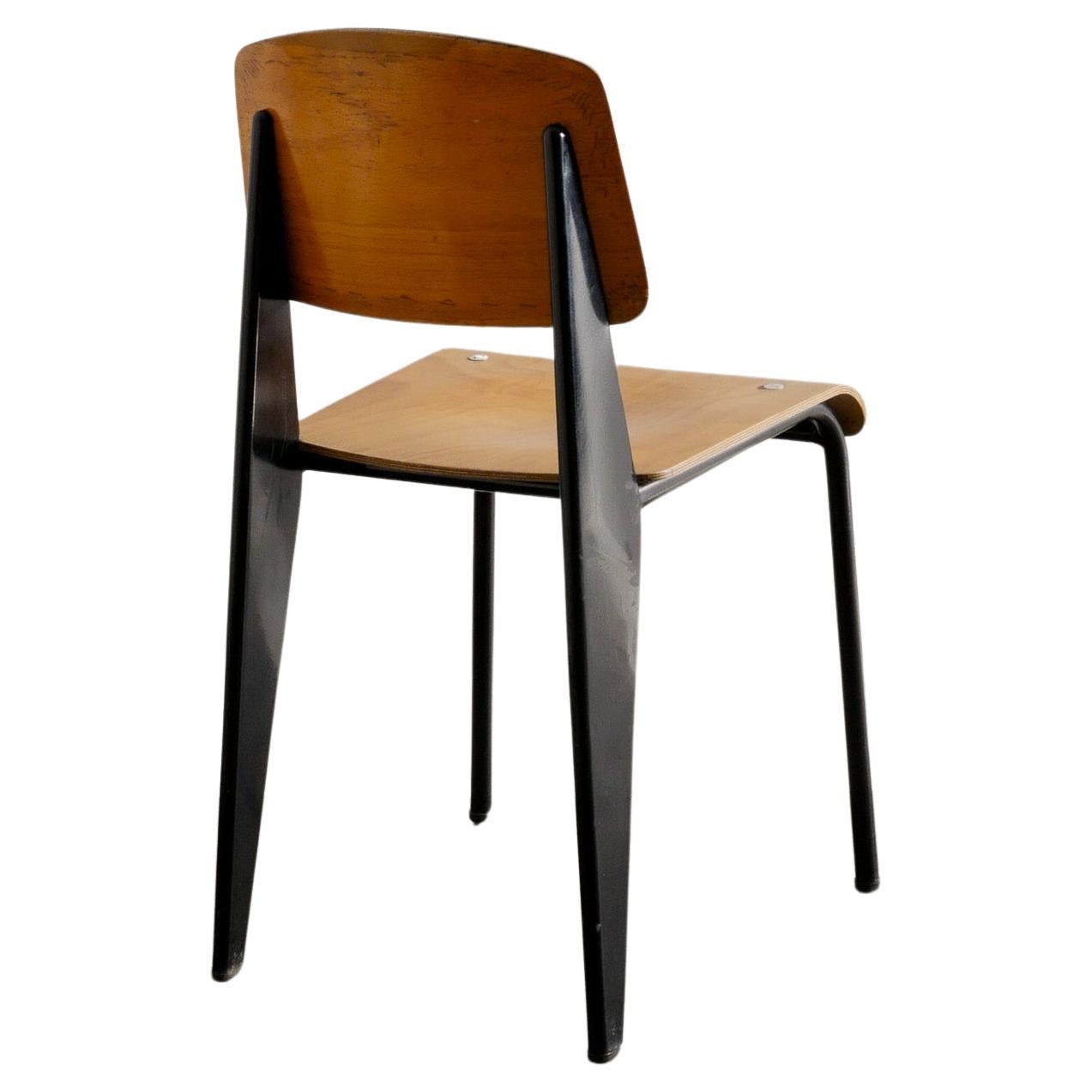 Authentic Jean Prouvé Metropole "305 / Standard Chair" in Metal & Plywood 1950s  For Sale