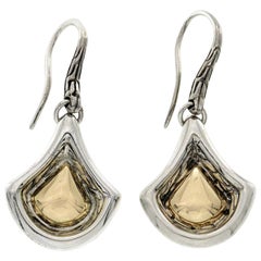 Authentic John Hardy 925 Sterling Silver and 18 Karat Gold Drop Earrings