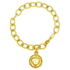 Authentisches Judith Ripka 18 Karat Gelbgold Citrin Herz Diamant-Armband