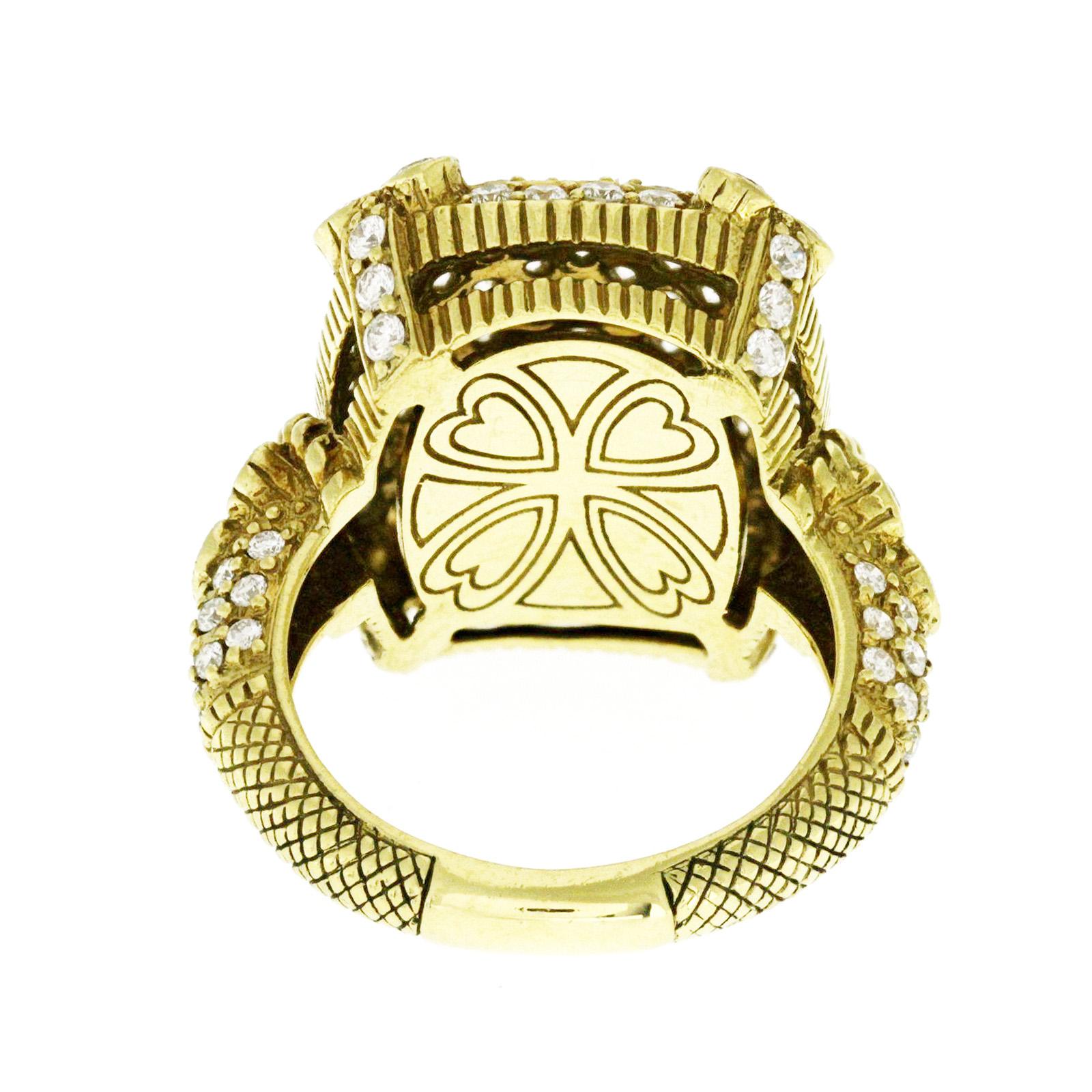 Authentic Judith Ripka 18 Karat Yellow Pave 2.70 Carat Diamond Ring 2