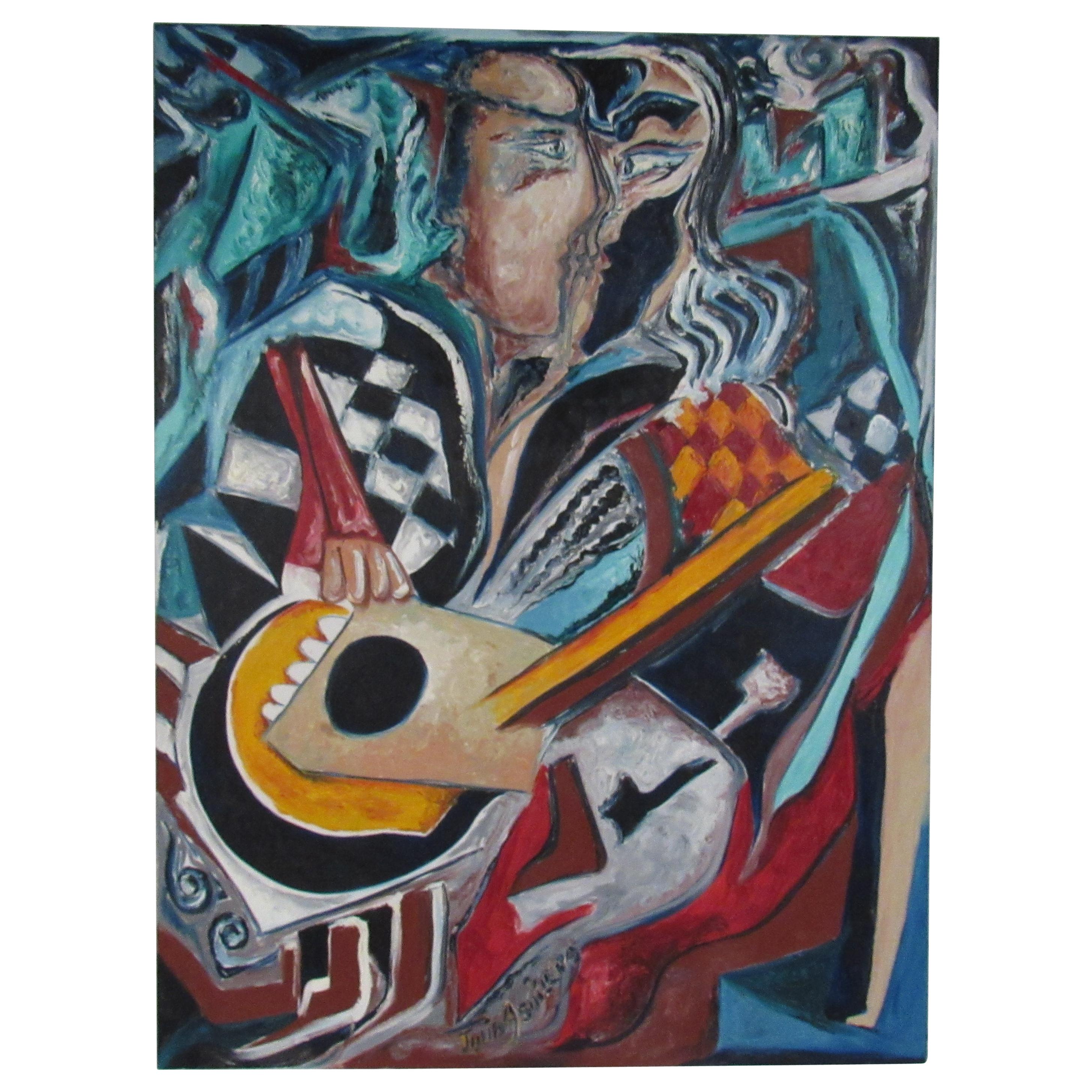 Authentic Julio Aguilera Oil on Canvas Painting For Sale