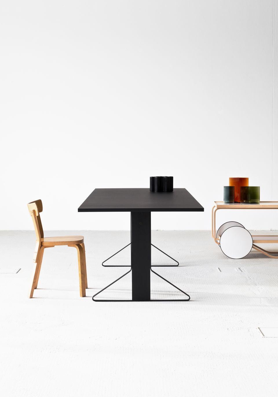 Authentic Kaari REB 001 Rectangle Table by Ronan & Erwan Bouroullec & Artek in Black Linoleum. Kaari's linoleum surface is sustainably derived from linseed oil and will develop a rich patina over time. The Kaari Table, the result of Artek’s first