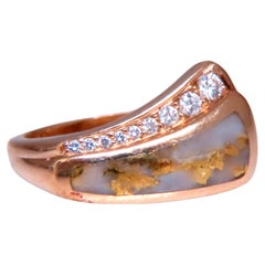 Auténtico Anillo de Oro Kabana con Incrustación de Cuarzo Grano 14kt Ref 12296