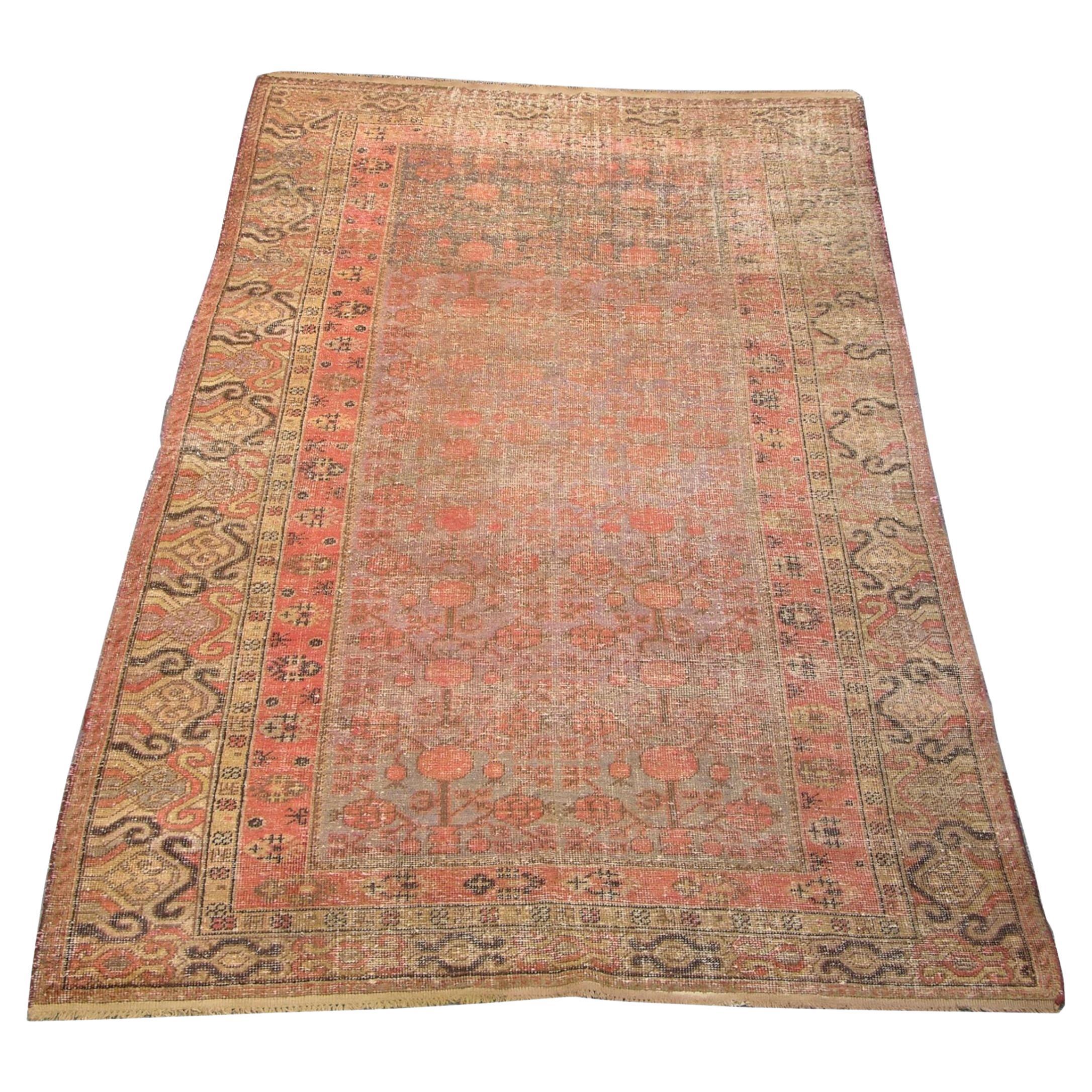 Authentischer Khotan-Samarkand-Teppich aus der Mitte des 19.