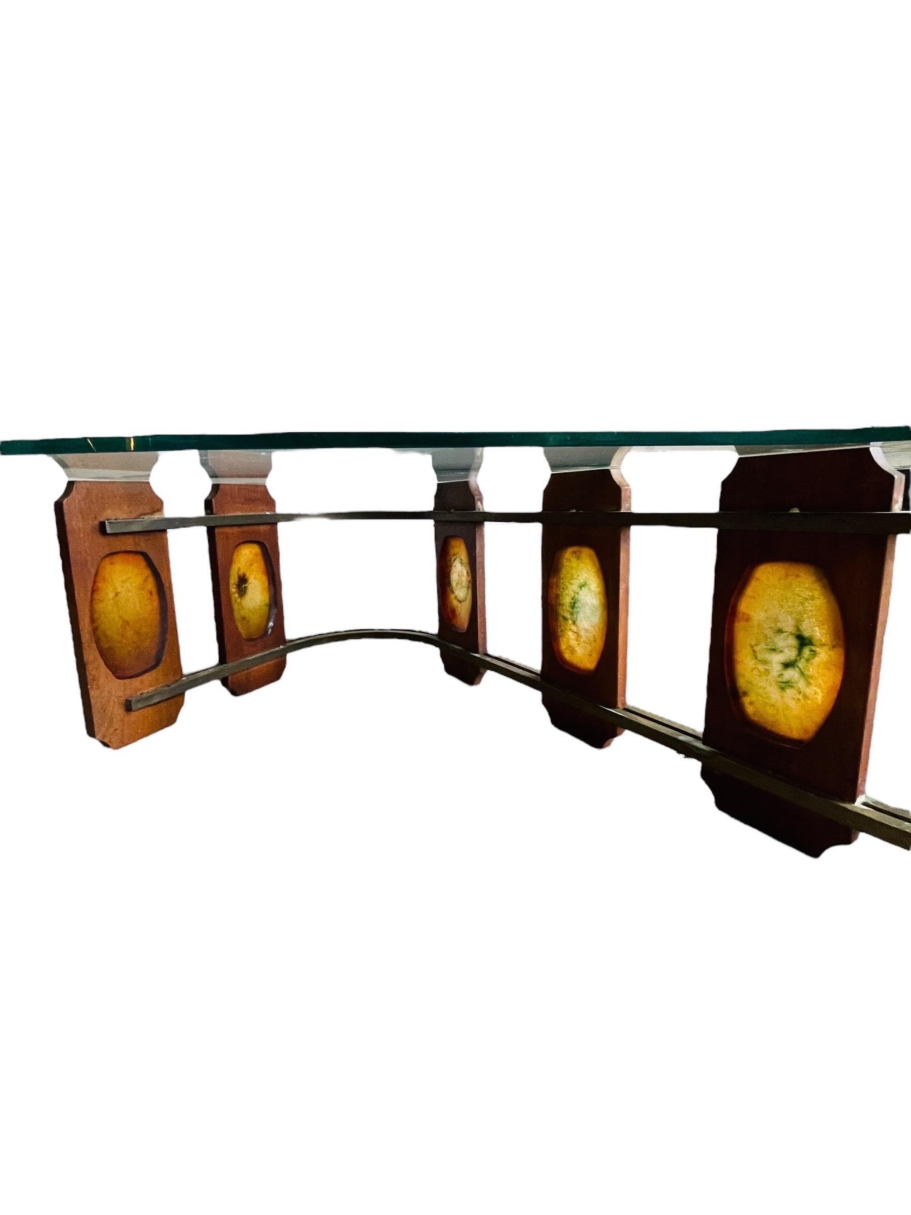 Authentique table basse en verre en forme de rein en vente