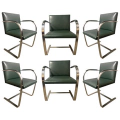 Authentic Knoll Brno Chairs by Mies van der Rohe in Stainless Steel