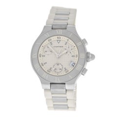 Authentic Ladies Cartier Chronoscaph 2996 Steel Chrono Date Quartz Watch