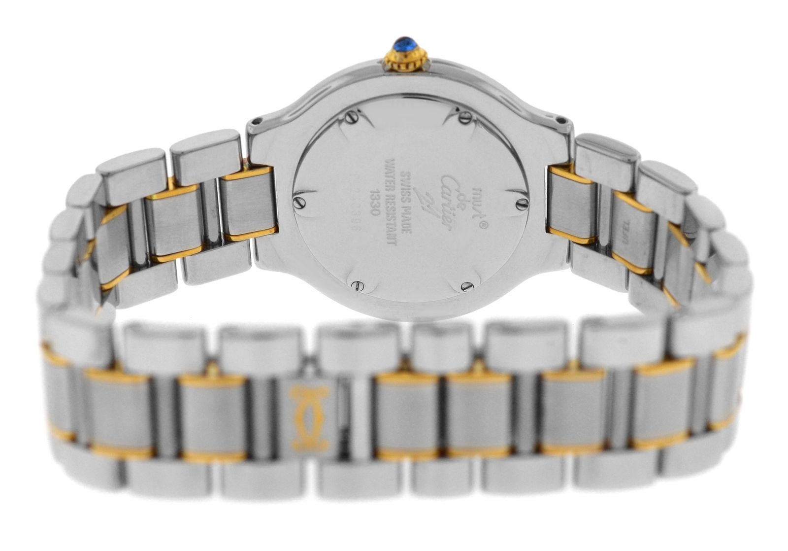 Modern Authentic Ladies Cartier Must de Cartier Quartz Steel Gold Watch For Sale