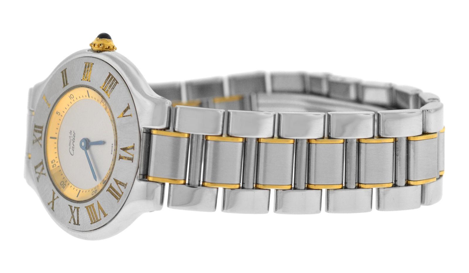 Women's Authentic Ladies Cartier Must de Cartier Quartz Steel Gold Watch For Sale