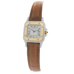 Authentic Ladies Cartier Santos Galbee 18 Karat Yellow Gold Quartz Watch
