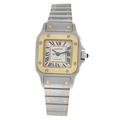 Authentic Ladies Cartier Santos Galbee 2423 Date 18 Karat Gold Automatic Watch