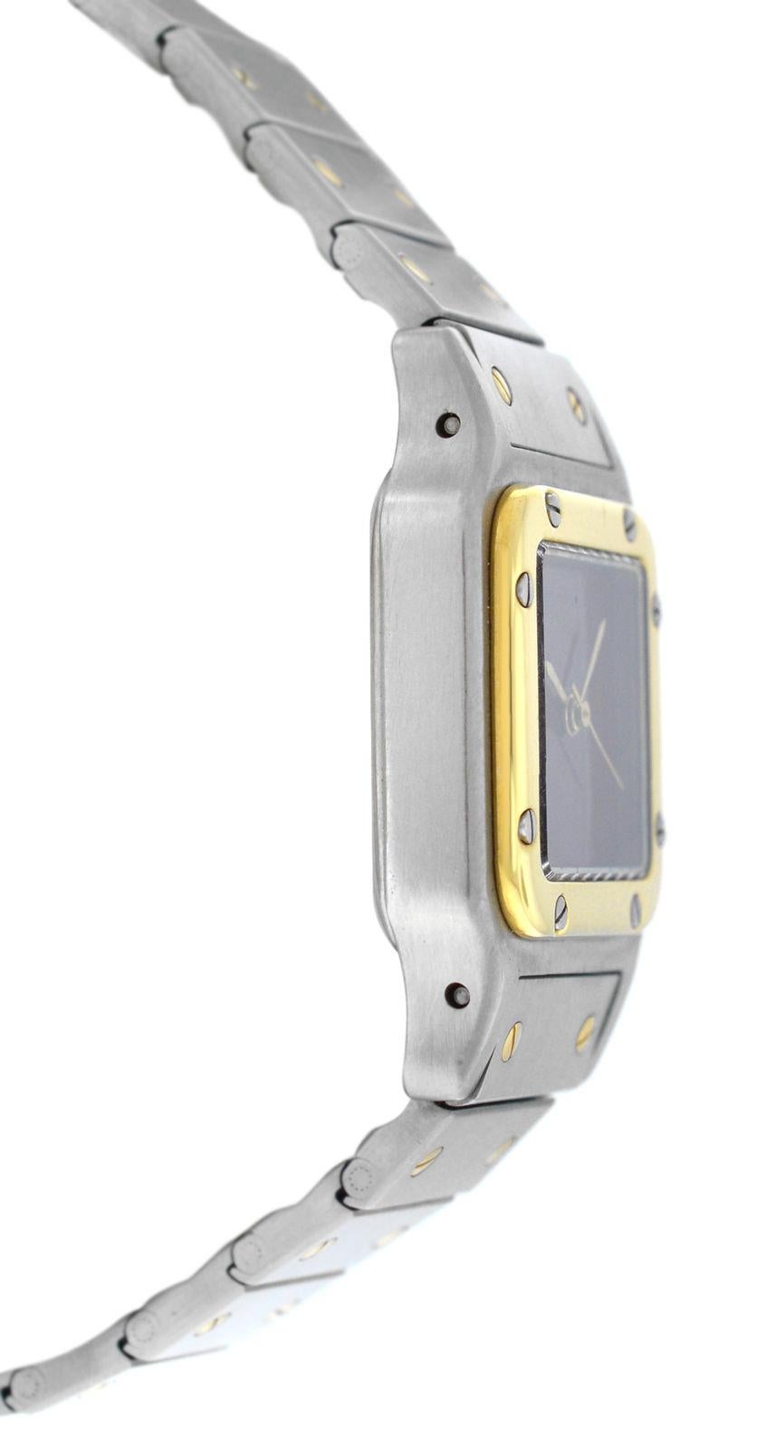 Modern Authentic Ladies Cartier Santos Galbee Automatic Steel 18 Karat Gold Watch For Sale