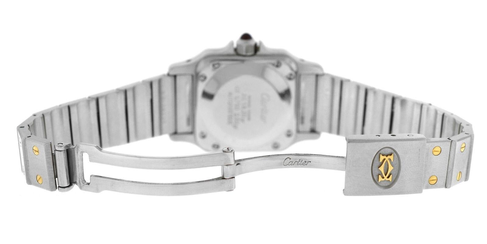Women's Authentic Ladies Cartier Santos Galbee Automatic Steel 18 Karat Gold Watch For Sale