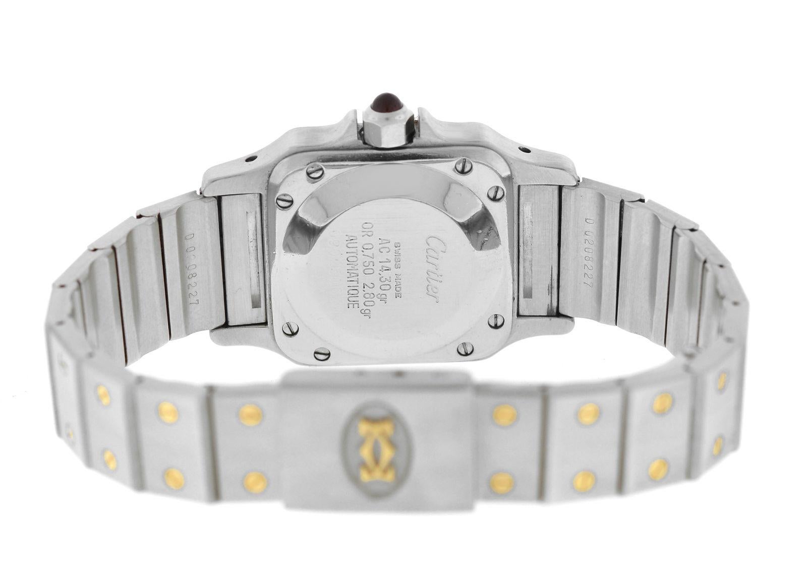 Authentic Ladies Cartier Santos Galbee Automatic Steel 18 Karat Gold Watch For Sale 1