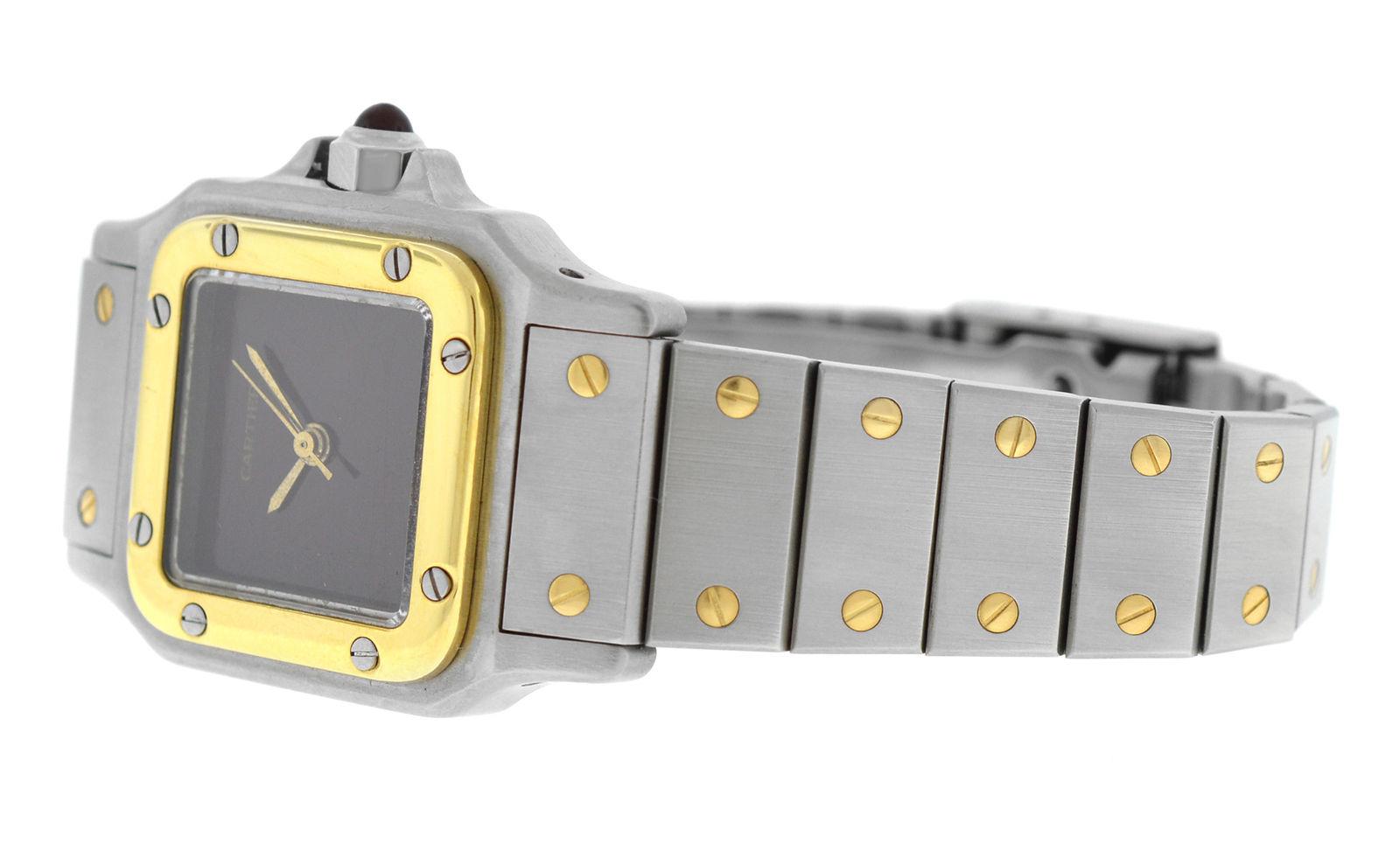 Authentic Ladies Cartier Santos Galbee Automatic Steel 18 Karat Gold Watch For Sale 3