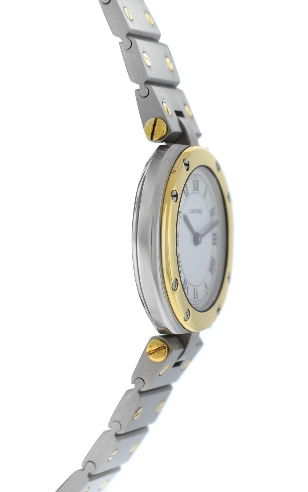 Modern Authentic Ladies Cartier Santos Ronde 18 Karat Yellow Gold Quartz Watch