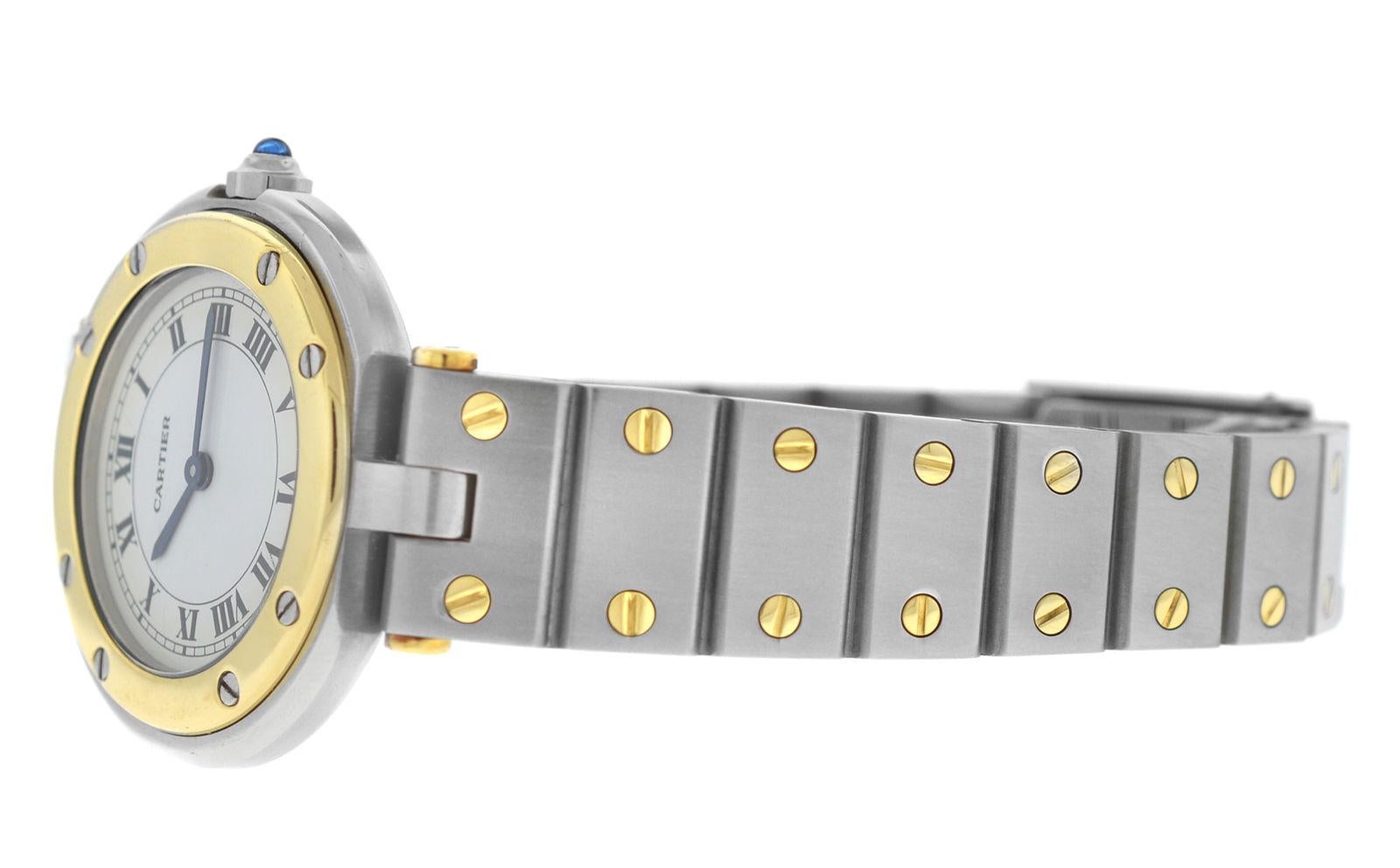 Authentic Ladies Cartier Santos Ronde 18 Karat Yellow Gold Quartz Watch 2