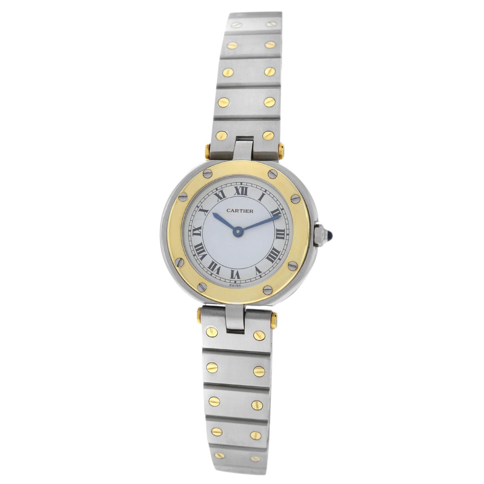 Authentic Ladies Cartier Santos Ronde 18 Karat Yellow Gold Quartz Watch