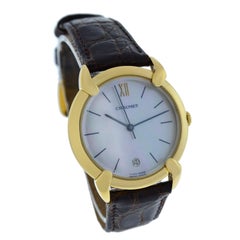 Authentic Ladies Chaumet 18K Yellow Gold MOP Quartz Date 32mm Watch
