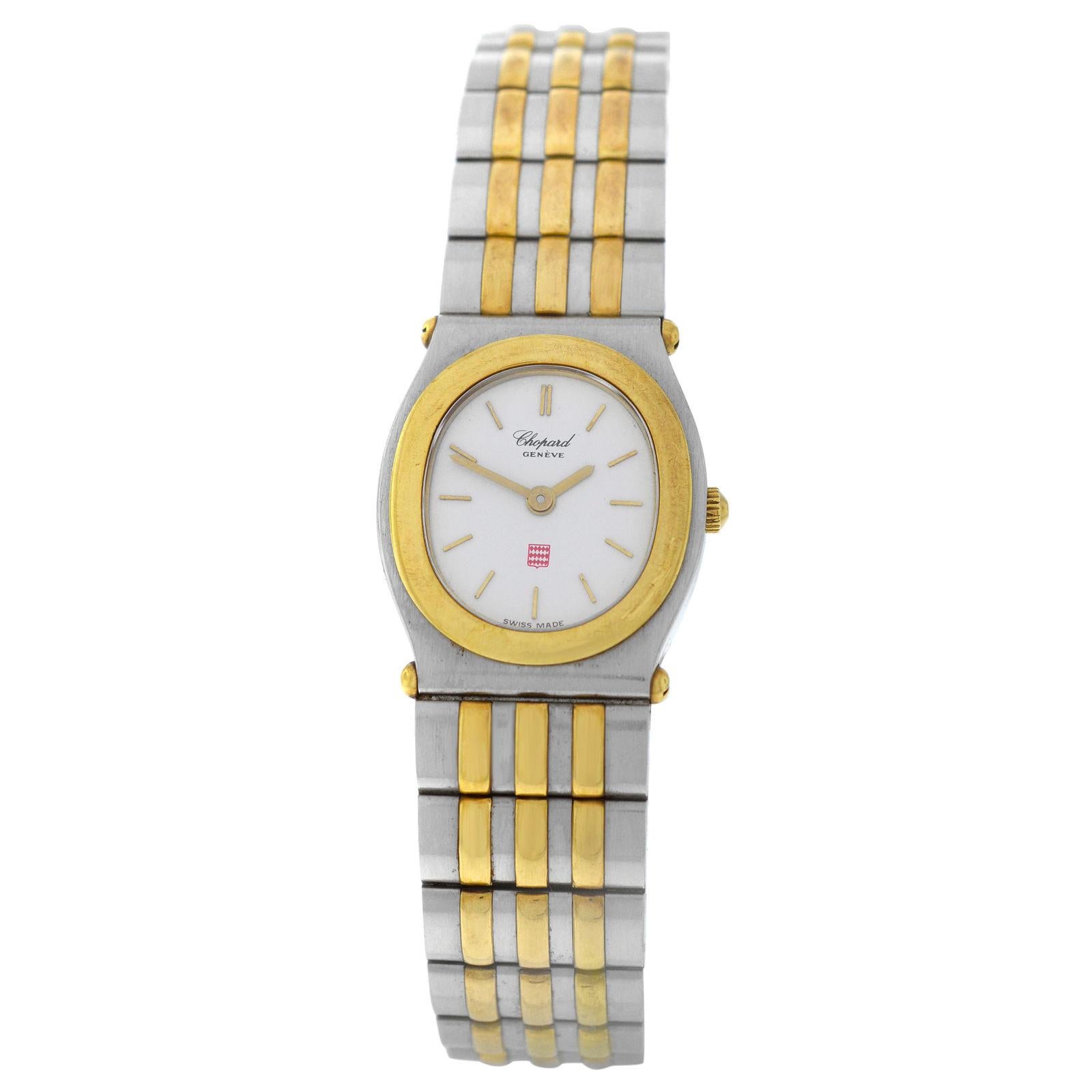 Authentic Ladies Chopard Monte Carlo Steel 18 Karat Gold Quartz Watch For Sale