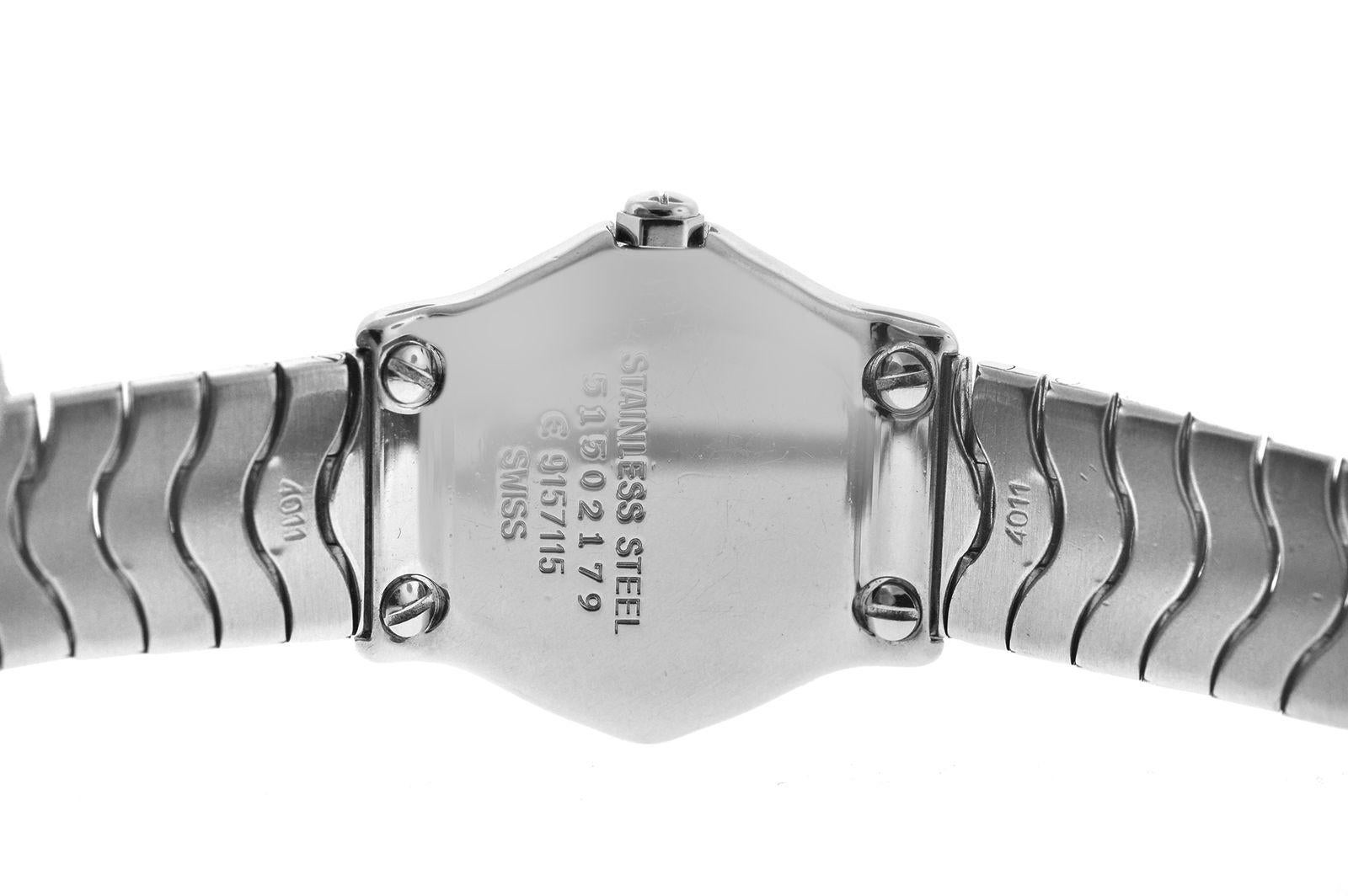 Modern Authentic Ladies Ebel Sport Wave Steel Diamond Quartz Watch For Sale