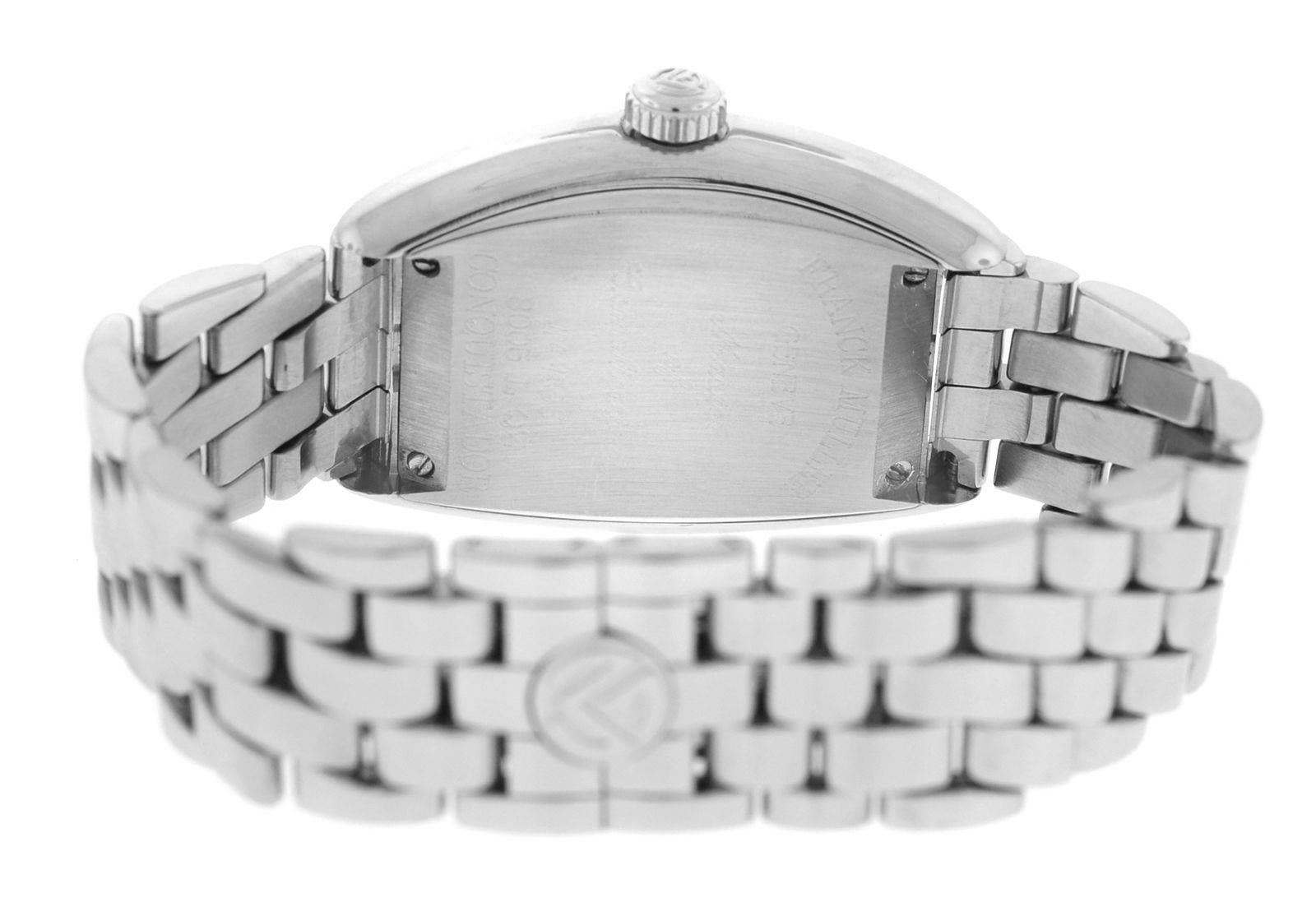 Authentic Ladies Franck Muller Conquistador 8005 L Quartz Steel Watch For Sale 1