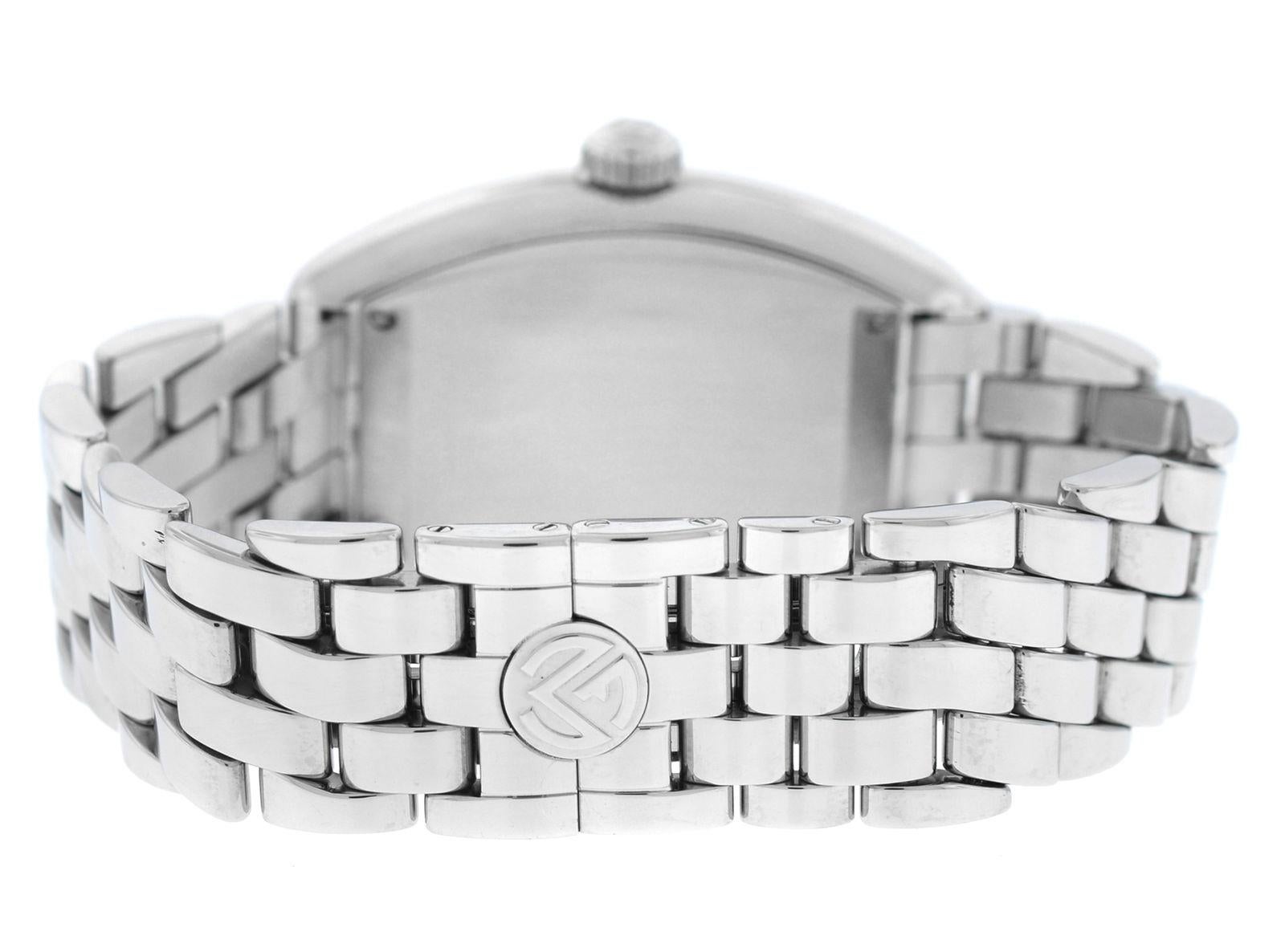 Authentic Ladies Franck Muller Conquistador 8005 L Quartz Steel Watch For Sale 2