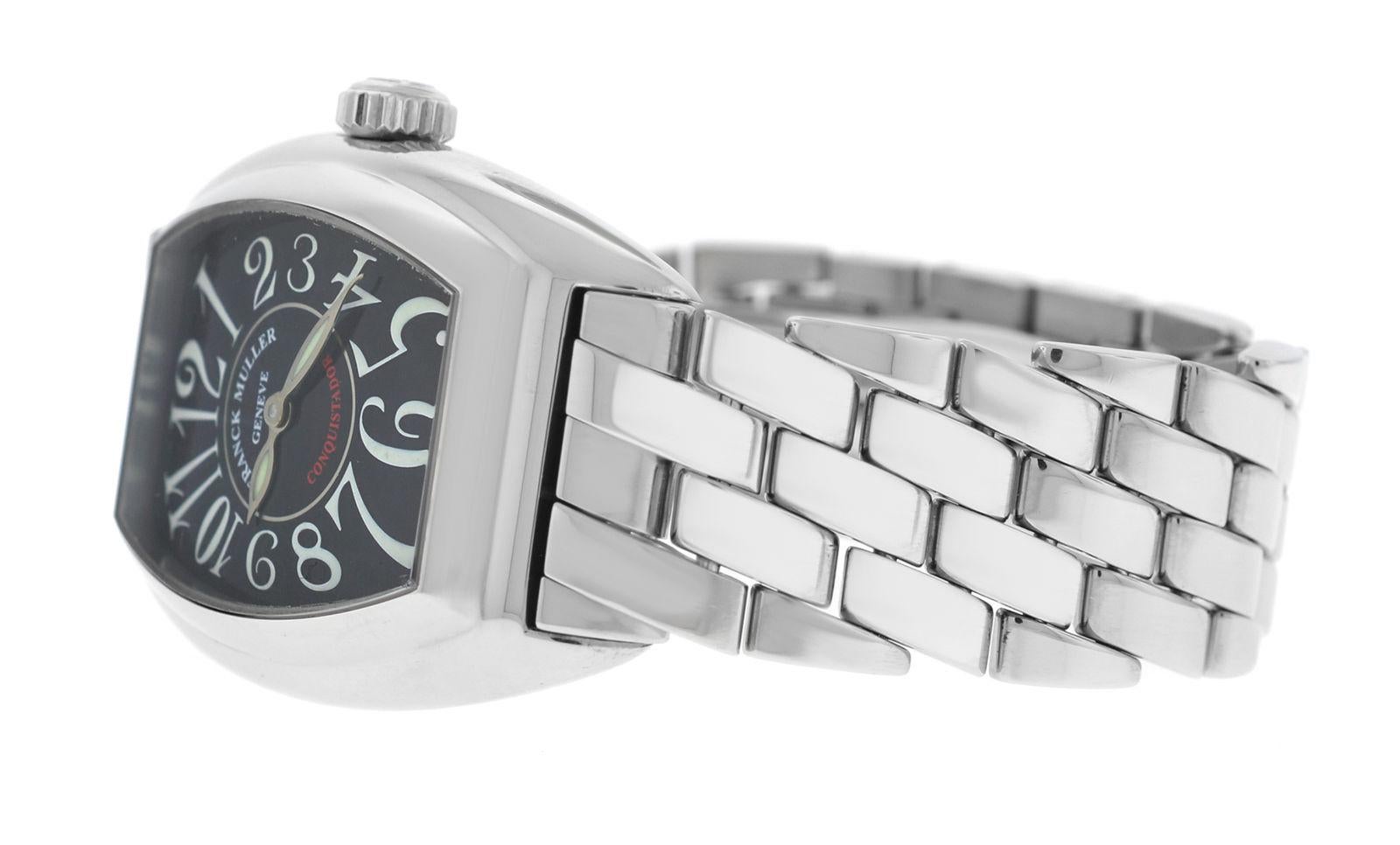 Authentic Ladies Franck Muller Conquistador 8005 L Quartz Steel Watch For Sale 3