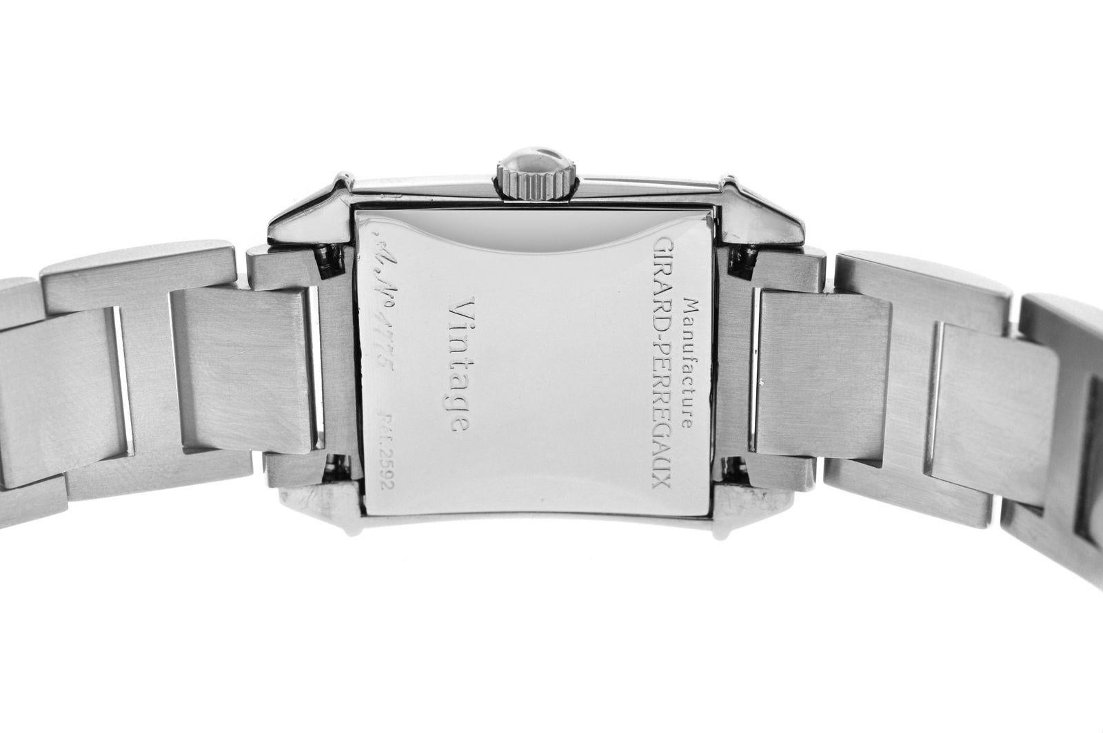 Modern Authentic Ladies Girard Perregaux Vintage Steel Diamond Quartz Watch For Sale