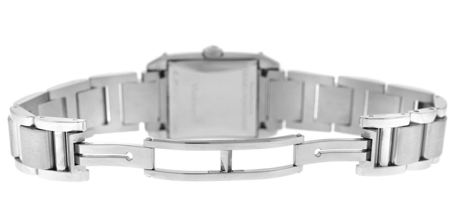 Authentic Ladies Girard Perregaux Vintage Steel Diamond Quartz Watch In Excellent Condition For Sale In New York, NY