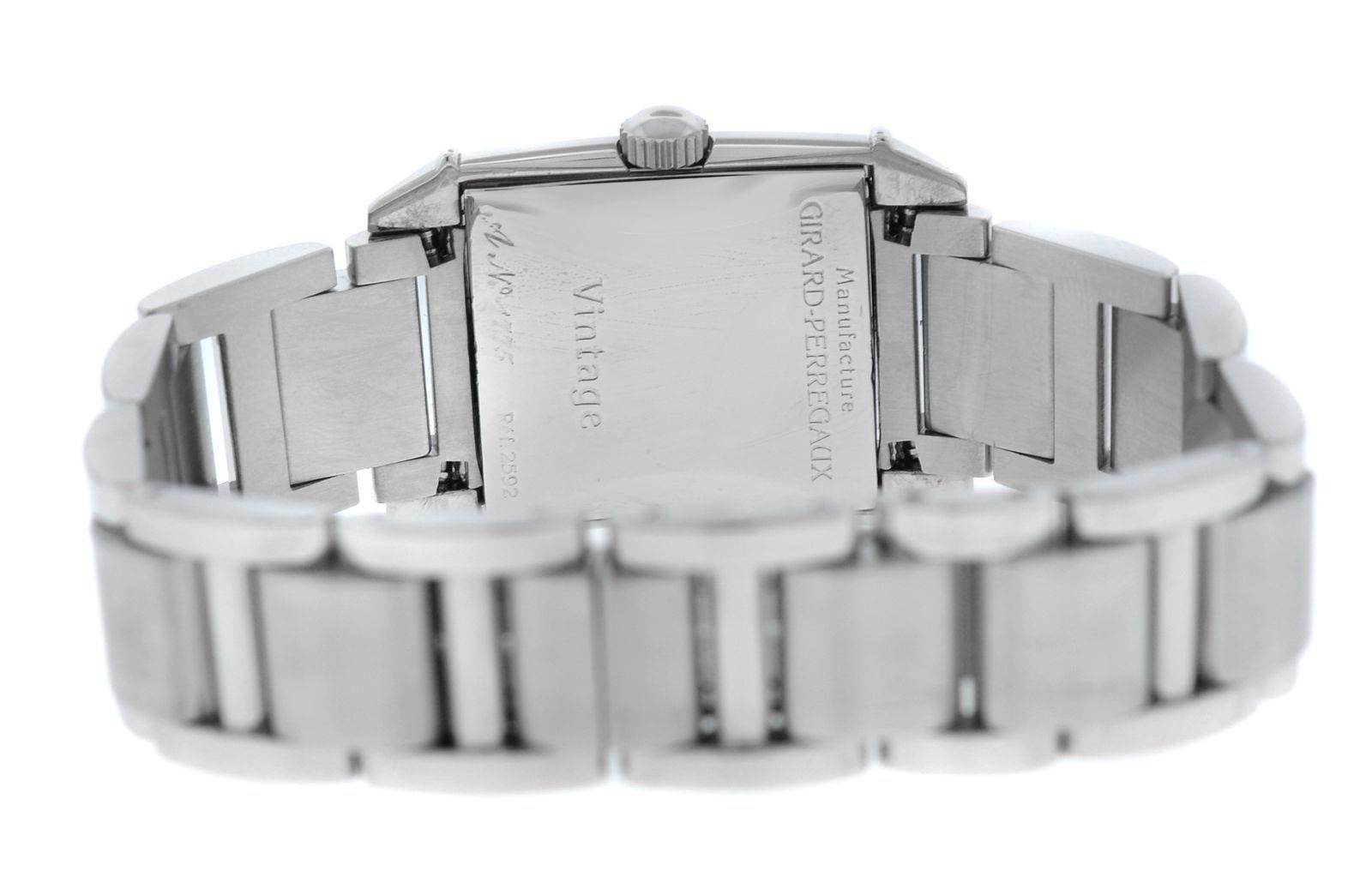 Women's Authentic Ladies Girard Perregaux Vintage Steel Diamond Quartz Watch For Sale