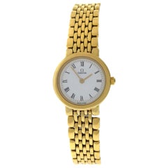 Authentic Ladies Omega Deville 18 Karat Yellow Gold Plated SS Quartz Watch