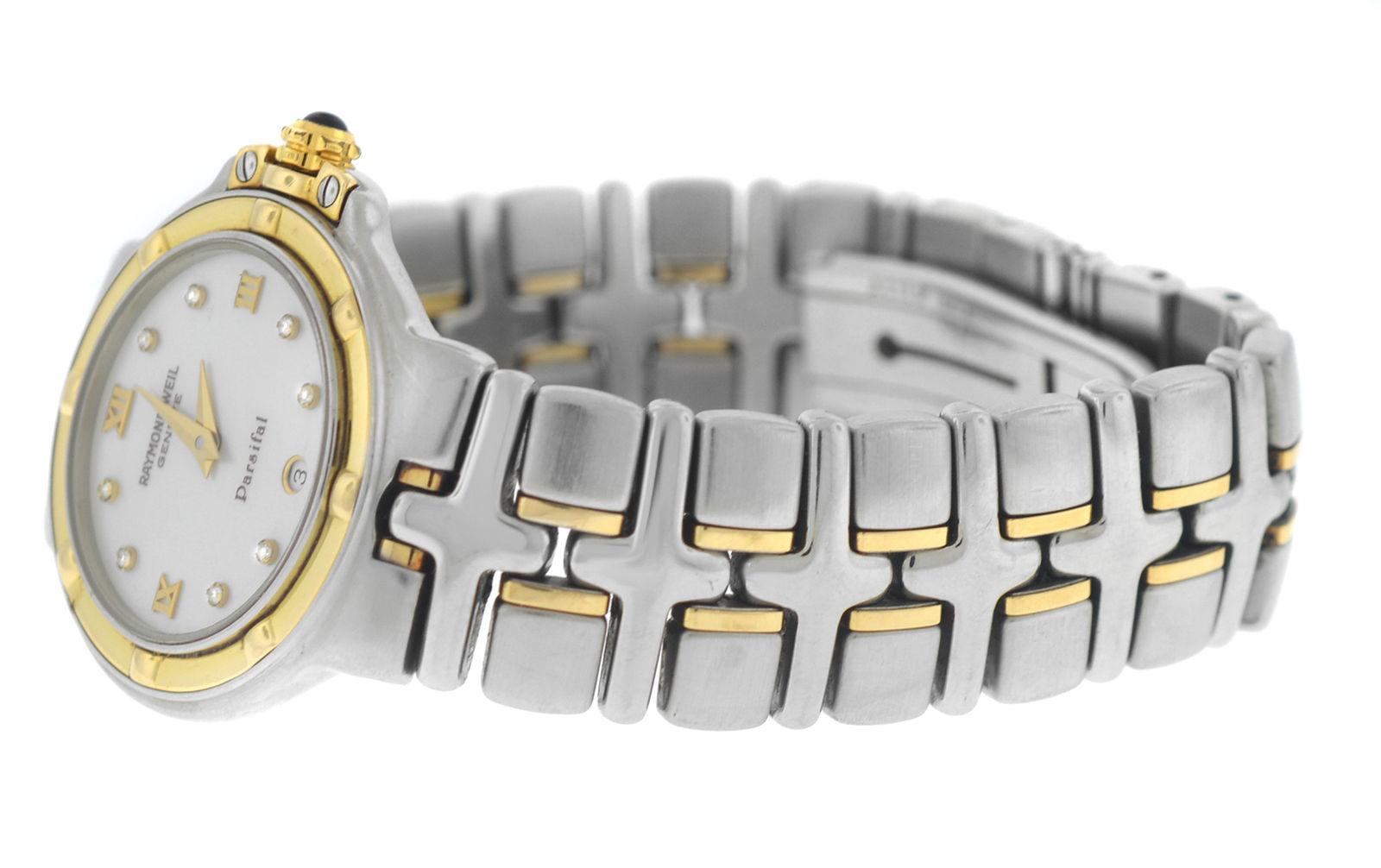 Authentic Ladies Raymond Weil Parsifal Steel Gold Mother of Pearl Diamond Watch 2