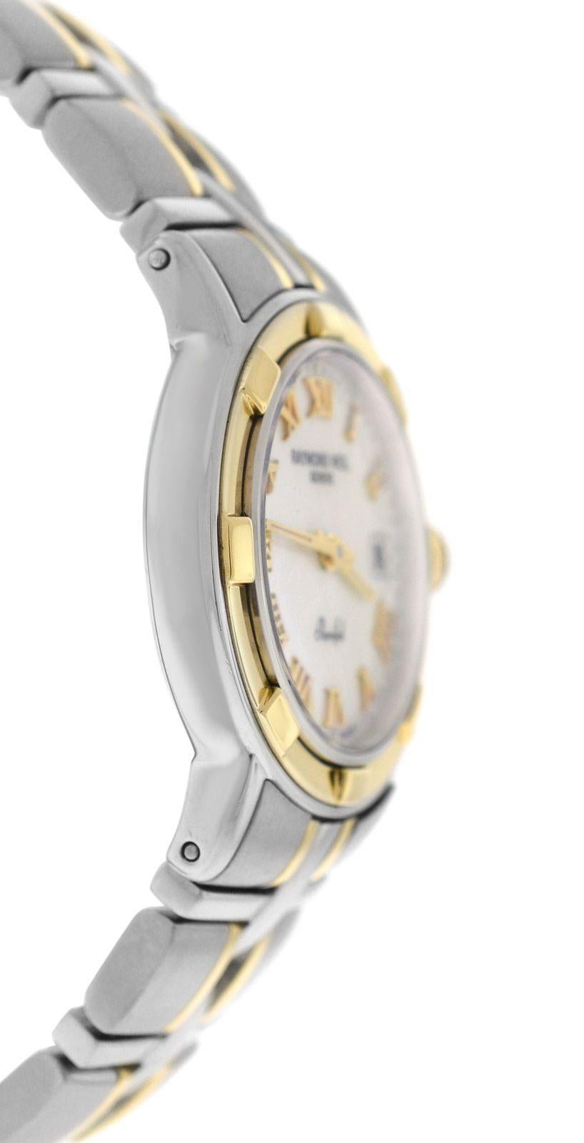 Modern Authentic Ladies Raymond Weil Parsifal Steel Gold Mother of Pearl Quartz Watch