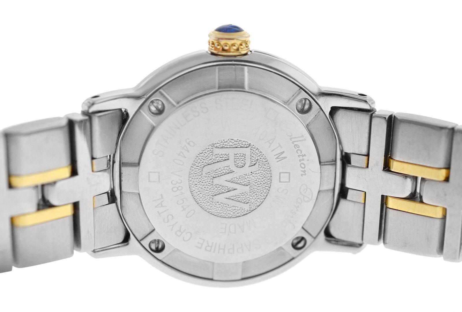Authentic Ladies Raymond Weil Parsifal Steel Gold Mother of Pearl Quartz Watch In Excellent Condition In New York, NY