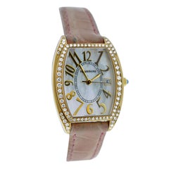 Authentic Ladies Tourneau 18K Rose Gold Diamond MOP Quartz 26MM Watch