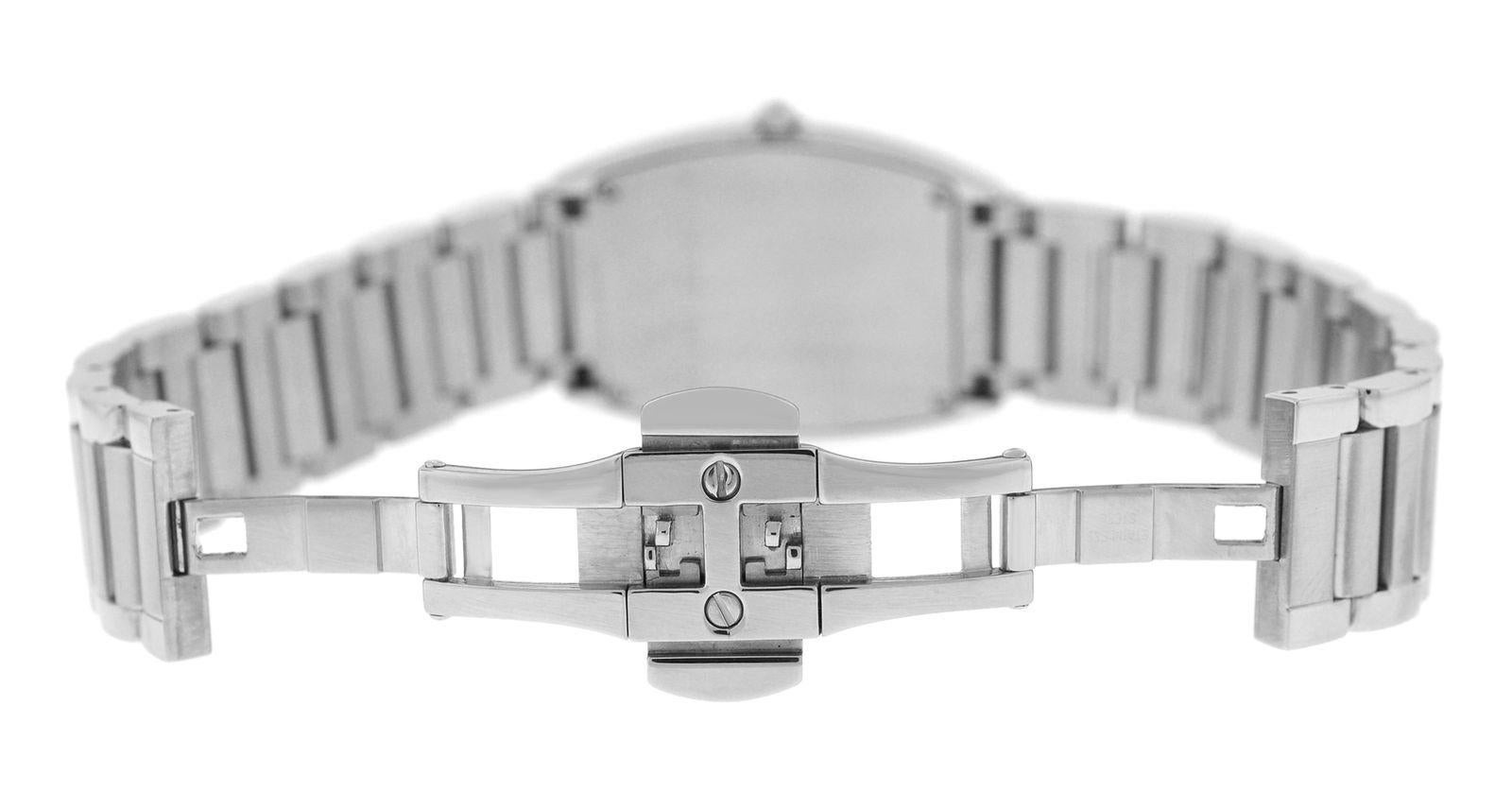 Modern Authentic Ladies Tourneau Diamond Bezel Stainless Steel Quartz Watch