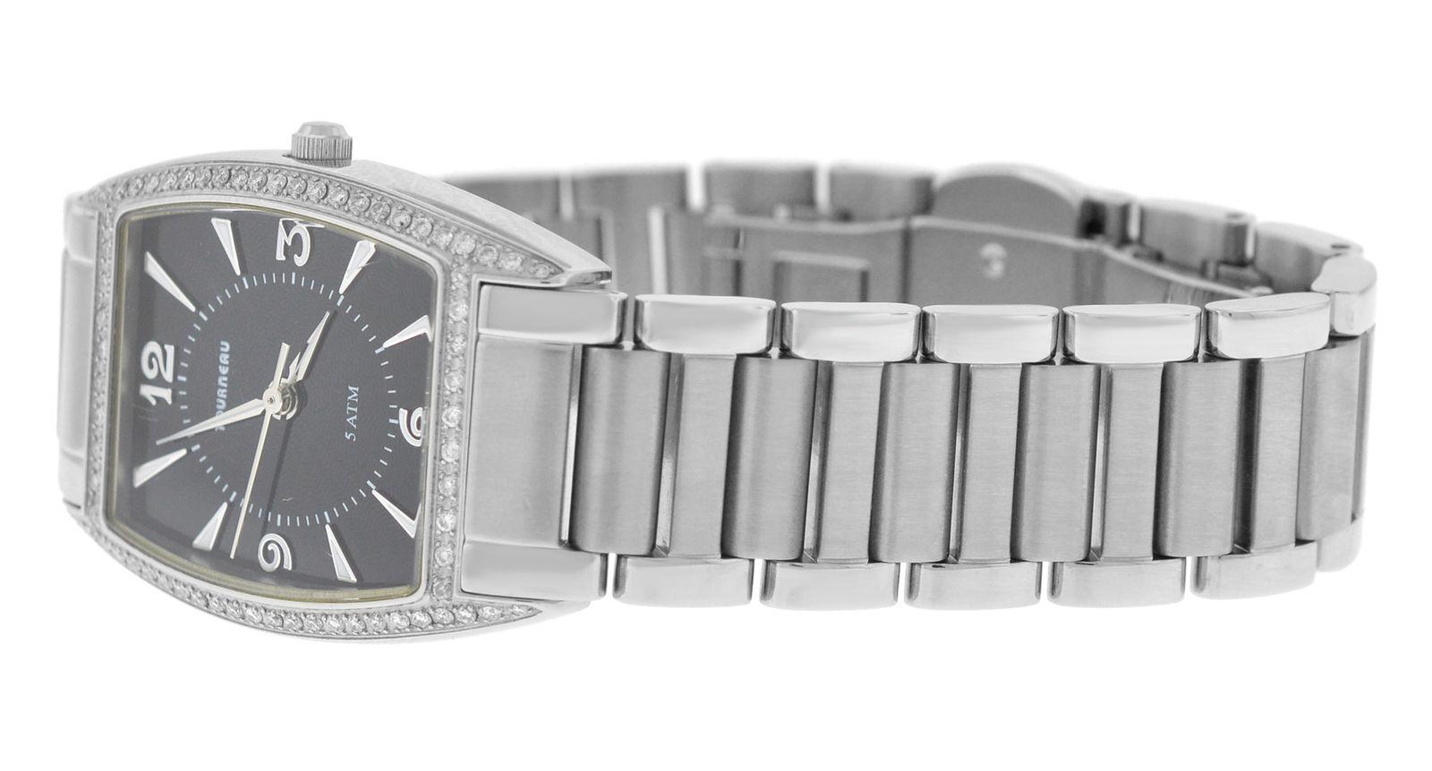 Women's Authentic Ladies Tourneau Diamond Bezel Stainless Steel Quartz Watch