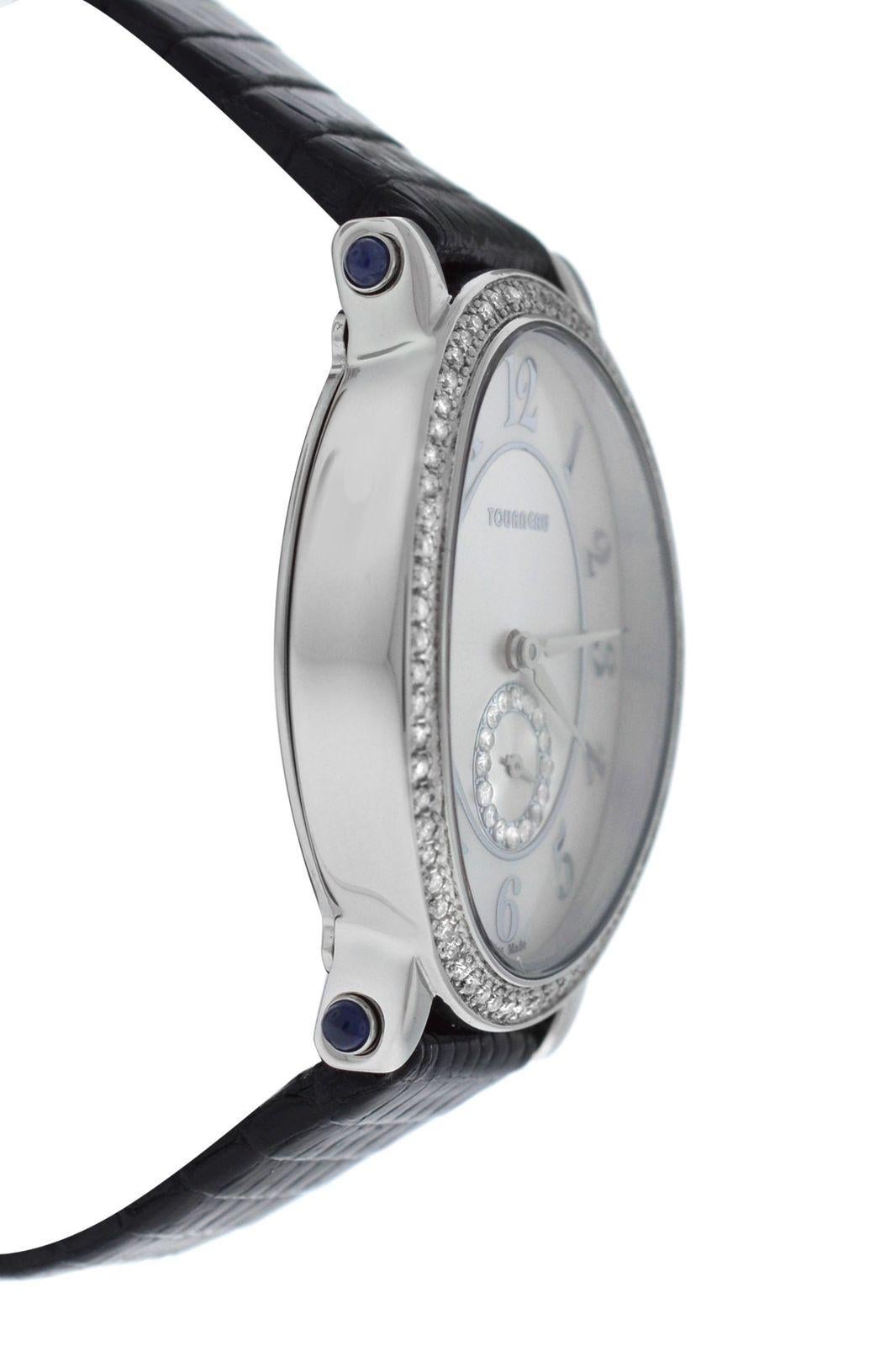 Modern Authentic Ladies Tourneau Quartz Diamond Steel Mother of Pearl Watch For Sale