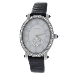 Authentic Ladies Tourneau Quartz Diamond Steel Mother of Pearl Watch