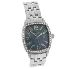 Authentic Ladies Tourneau Quartz Steel Mother of Pearl Diamonds Watch