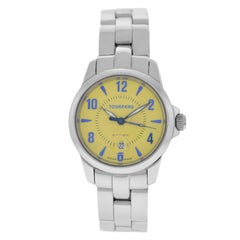 Authentic Ladies Tourneau Steel Automatic Yellow Dial Watch