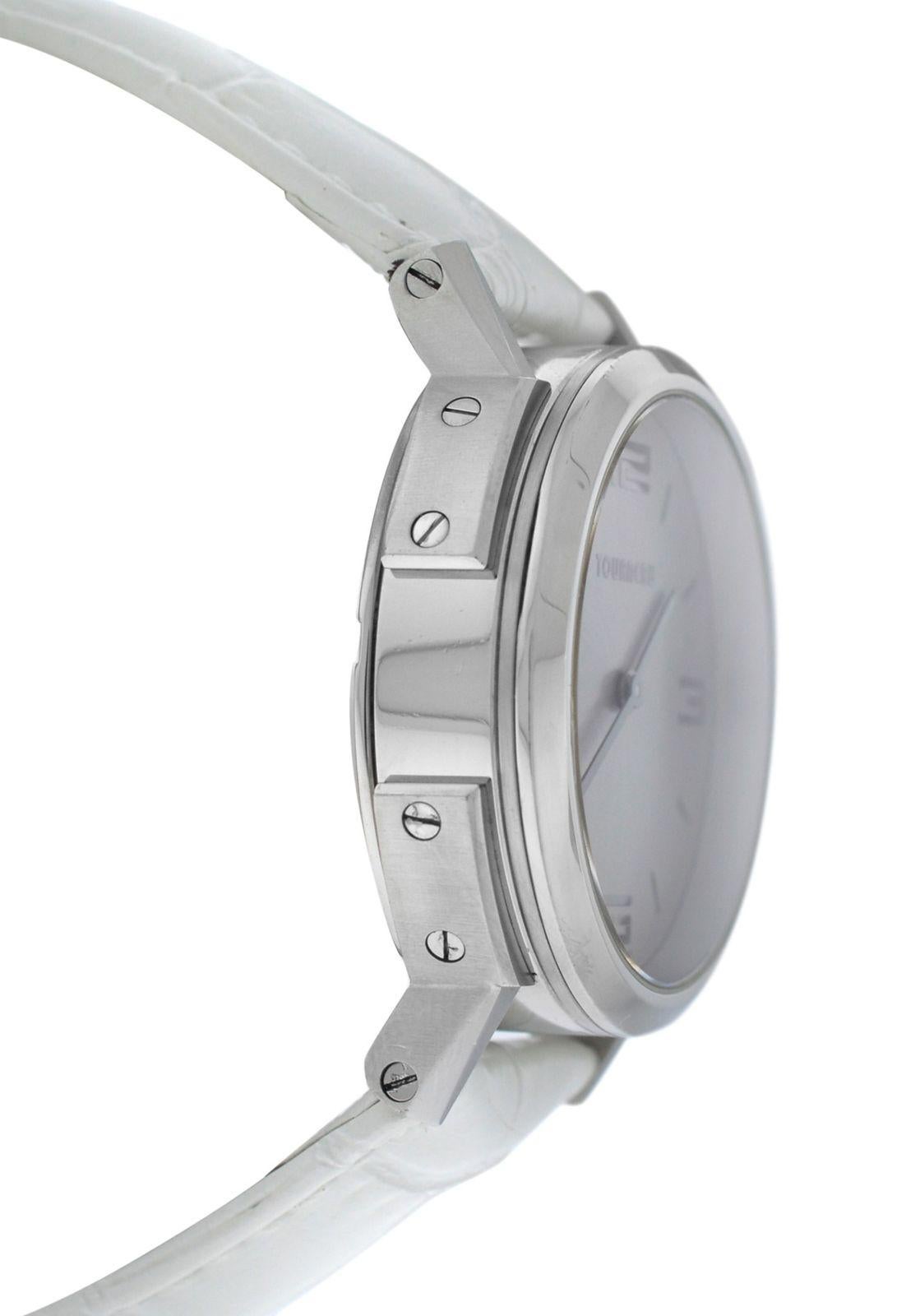 Modern Authentic Ladies Tourneau Steel Quartz Date Watch For Sale