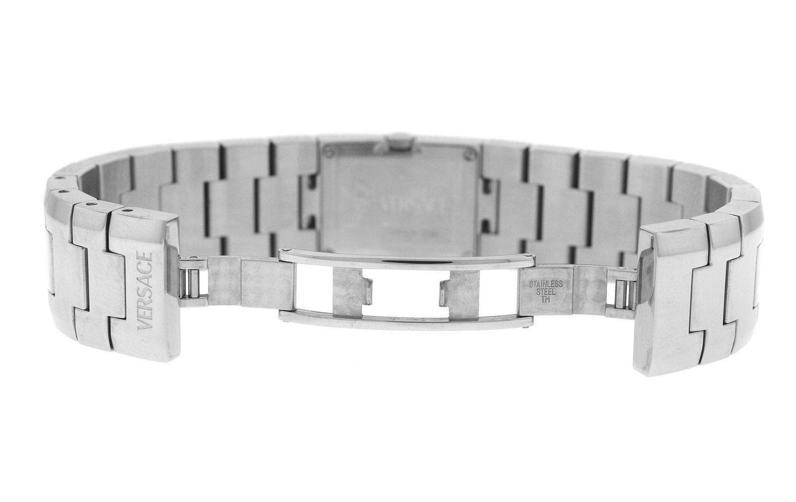 Modern Authentic Ladies Versace Greca 990139 Stainless Steel Quartz Bracelet Watch For Sale