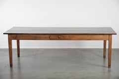 Authentic large French farmhouse antique XXL dining table with two drawers
